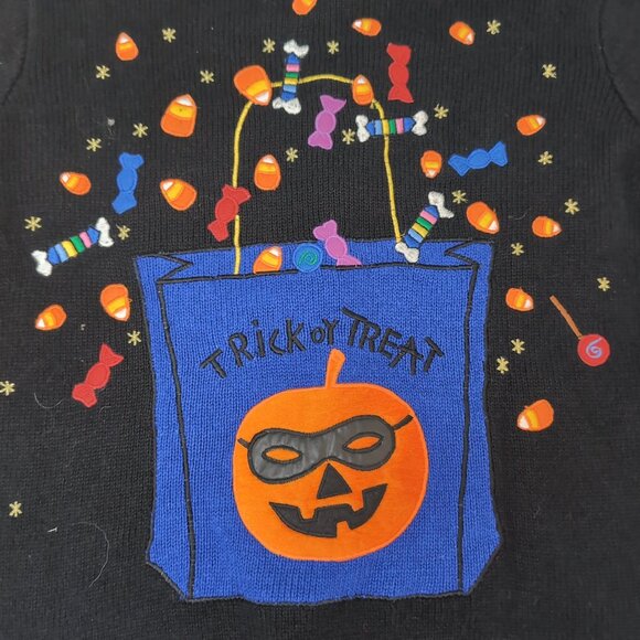 Segue Boo! Halloween Cardigan Sweater Black Ghost Pumpkin Candy – Women’s M - Picture 8 of 8